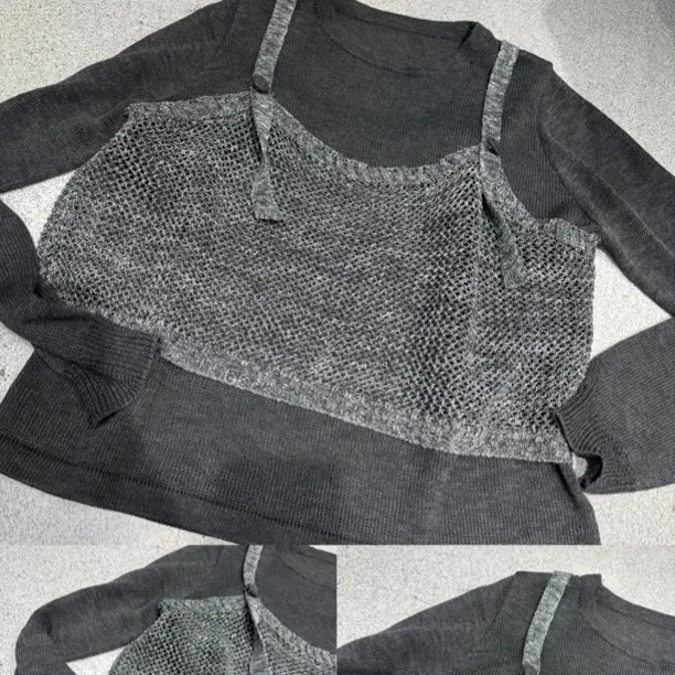 春季慵懒宽假两件深灰色针织小衫