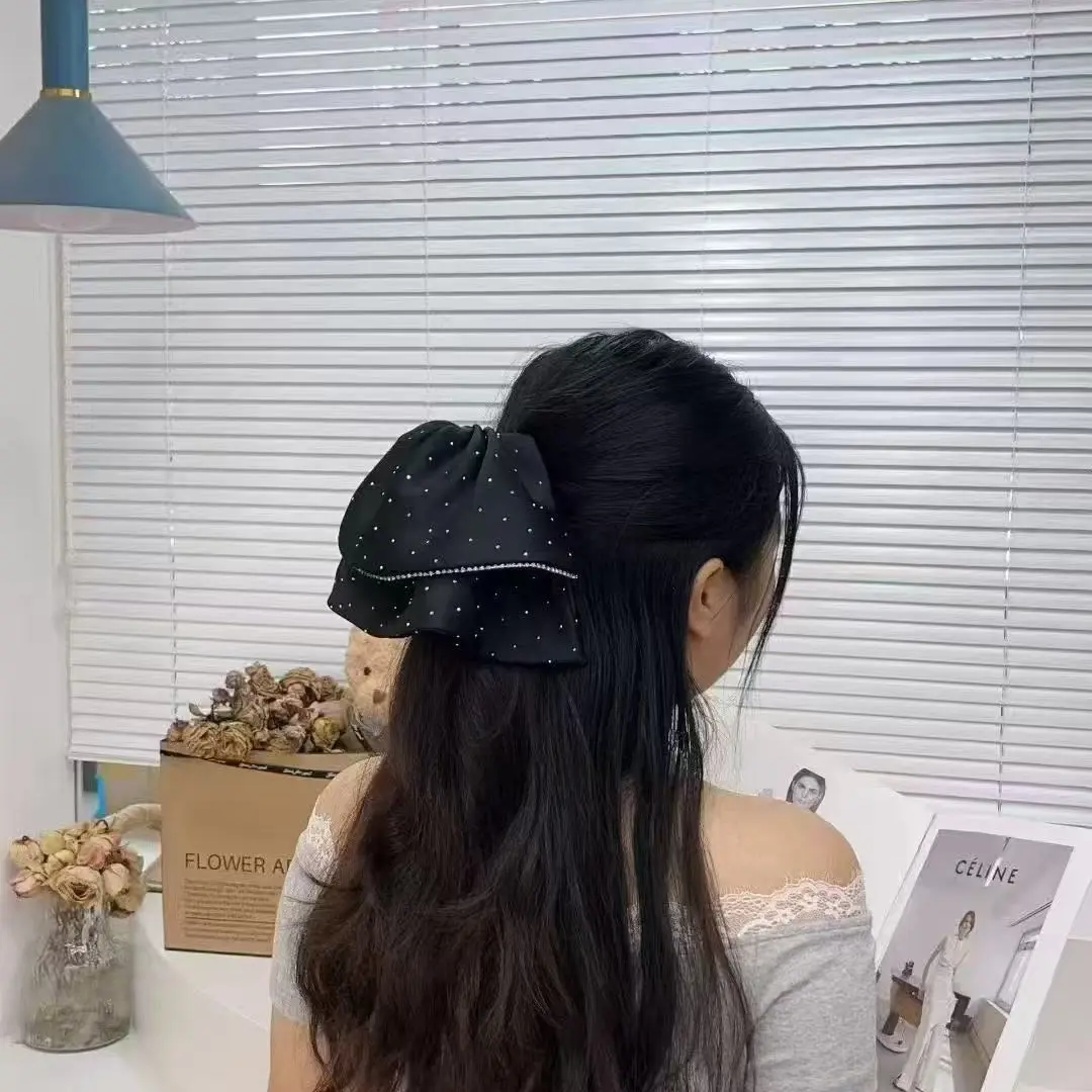 轻奢水钻大裙摆马尾夹高级感气质精致优雅后脑勺发抓亮闪头饰女