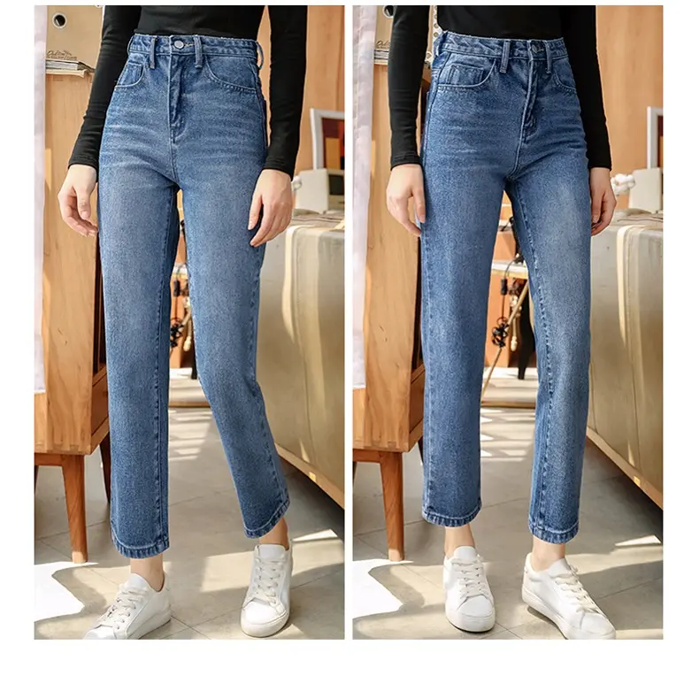 高腰弹力显瘦修身九分烟管牛仔裤女春秋新款