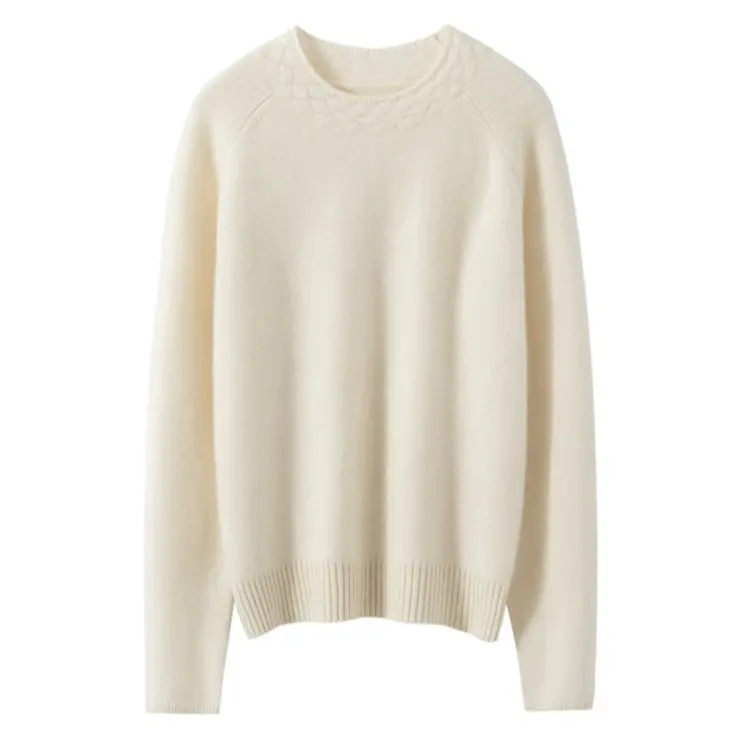 秋冬新款小山羊绒100%半高麻花领宽松慵懒风山羊绒针织打底衫女