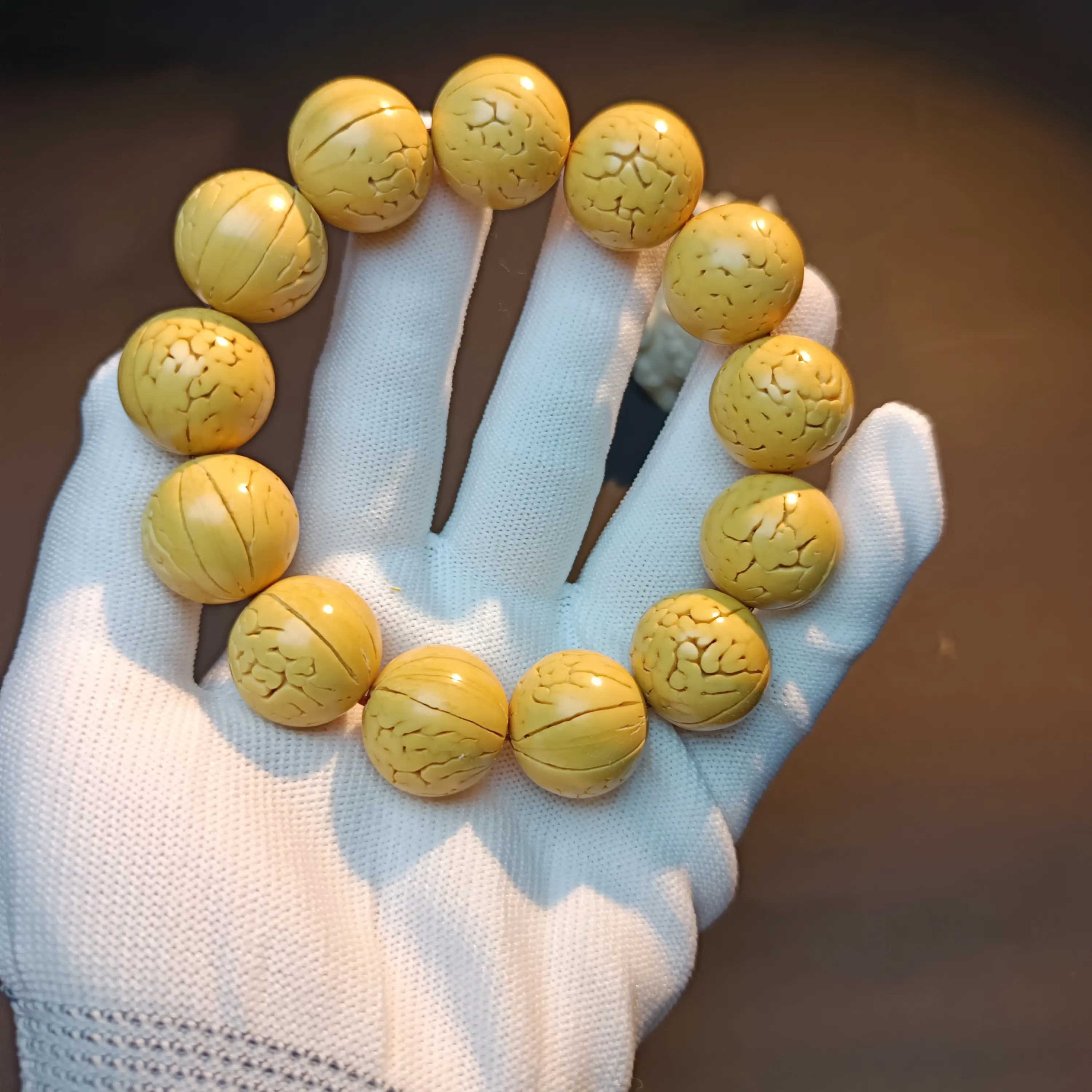 脑纹桃核正圆光珠满花纹
