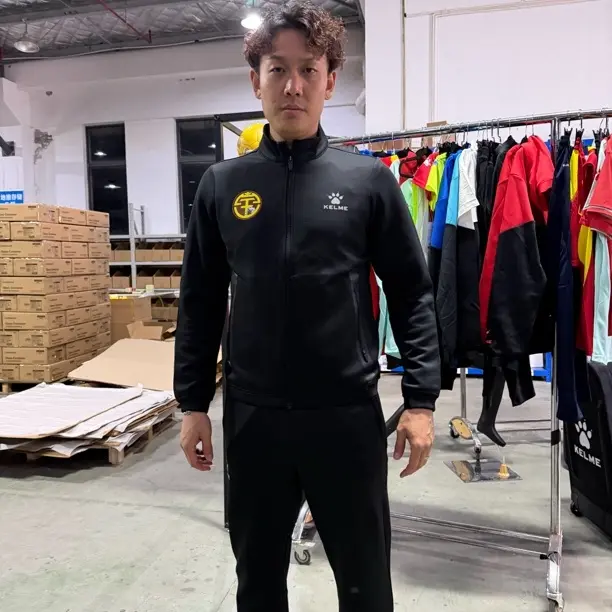 加厚保暖男士秋冬刺绣休闲立领夹克运动裤套装