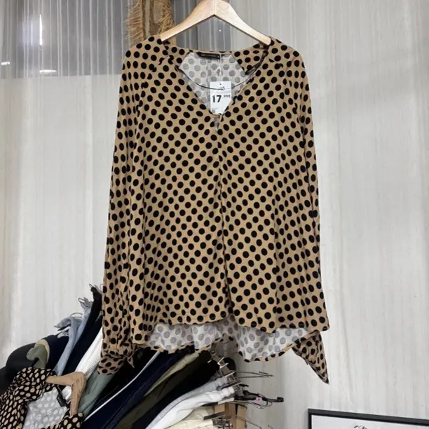 2178复古港风气质波点韩版宽松显瘦长袖衬衫女上衣潮