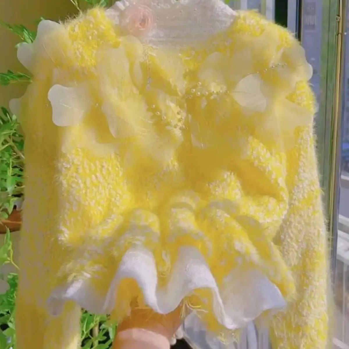 厚款长袖女秋冬甜美风立体花朵针织毛衣网红