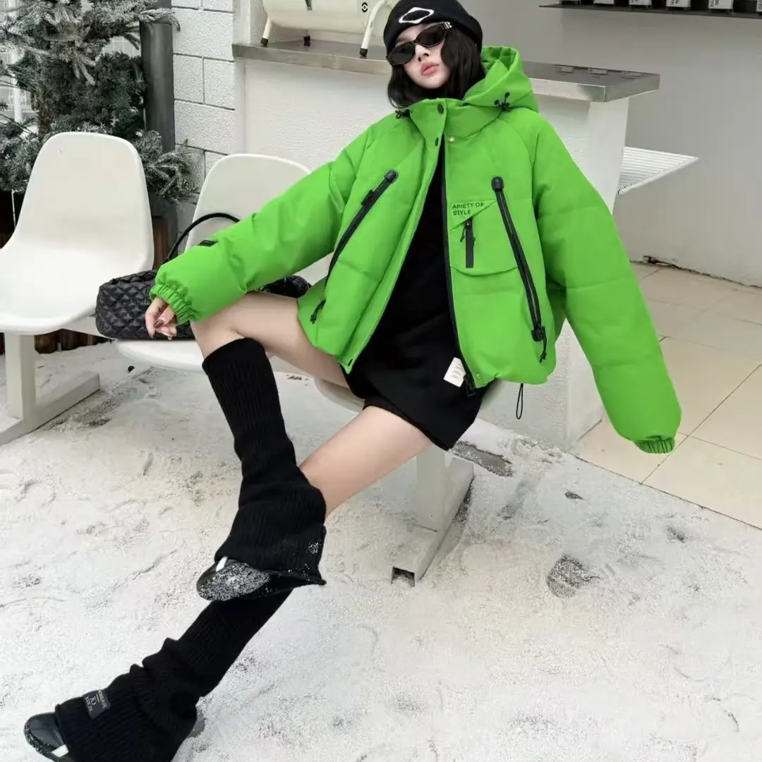 2025冬季新款设计感小众连帽白鸭绒女百搭短款派克服