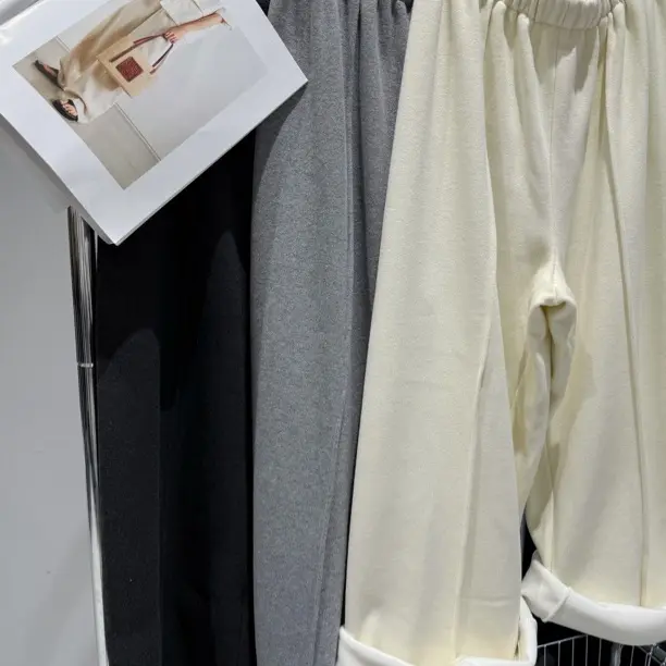 《吴大雪》实体品质 WuDaxue韩系简约百搭阔腿裤冬季加绒慵懒休闲宽