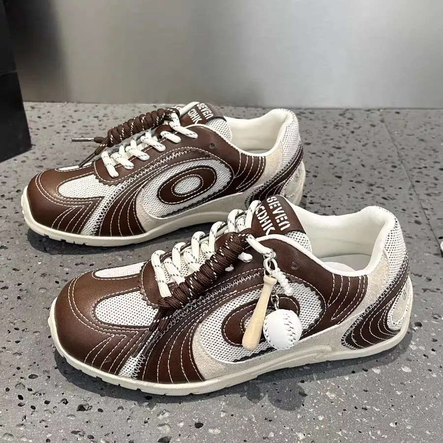 复古增高韩版系带拼色秋季女款软底德训阿甘鞋