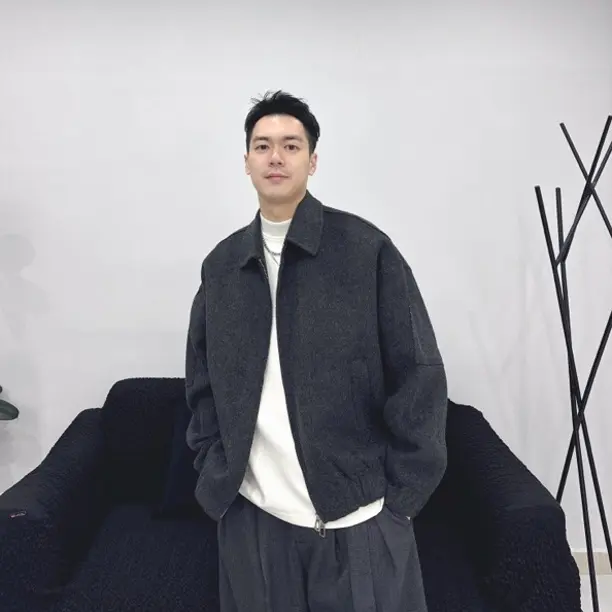 秋冬新款加厚羊毛混纺美式宽松翻领夹克外套