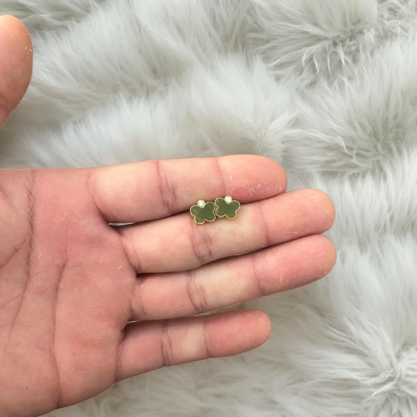 和田玉碧玉蝴蝶耳钉