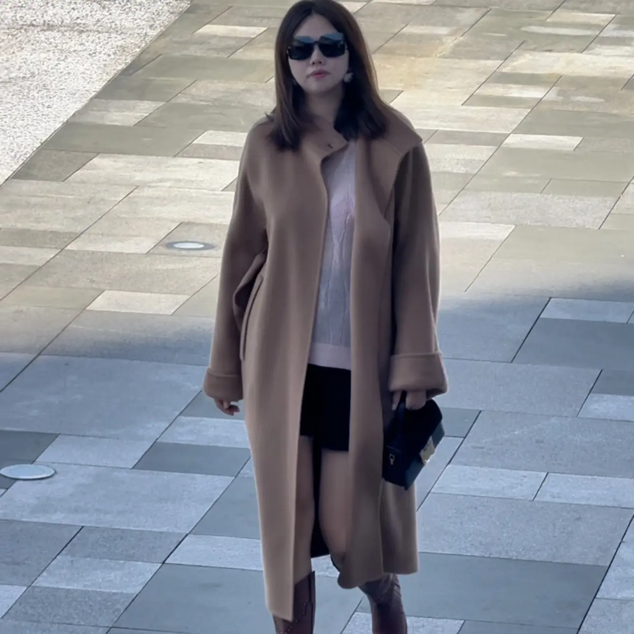 秋冬新款高级感廓形经典通勤长款双面呢气质毛呢大衣外套女