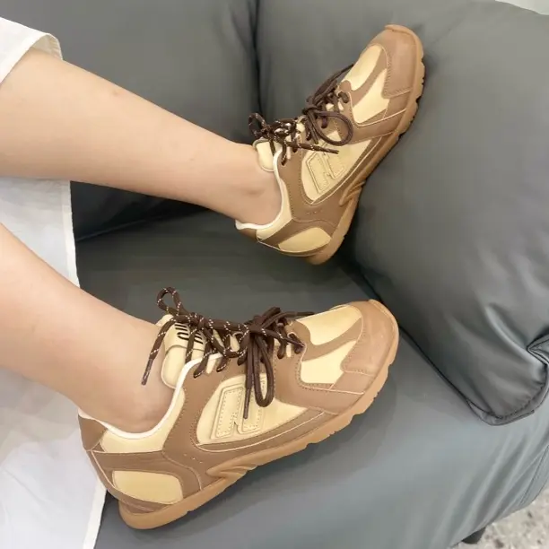 真皮复古德训鞋女 覆古厚底圆头系带美拉德做旧擦色百搭休闲女鞋