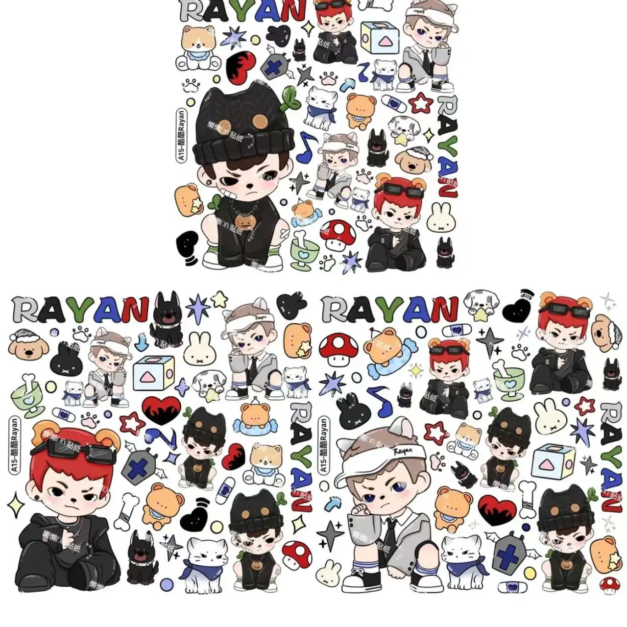 新款3D立体浮雕防水防油贴纸手机手帐装饰贴