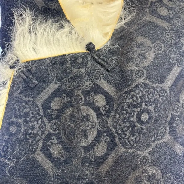 女士藏式加绒加厚藏袍冬季民族风保暖外套长款V领藏装上衣