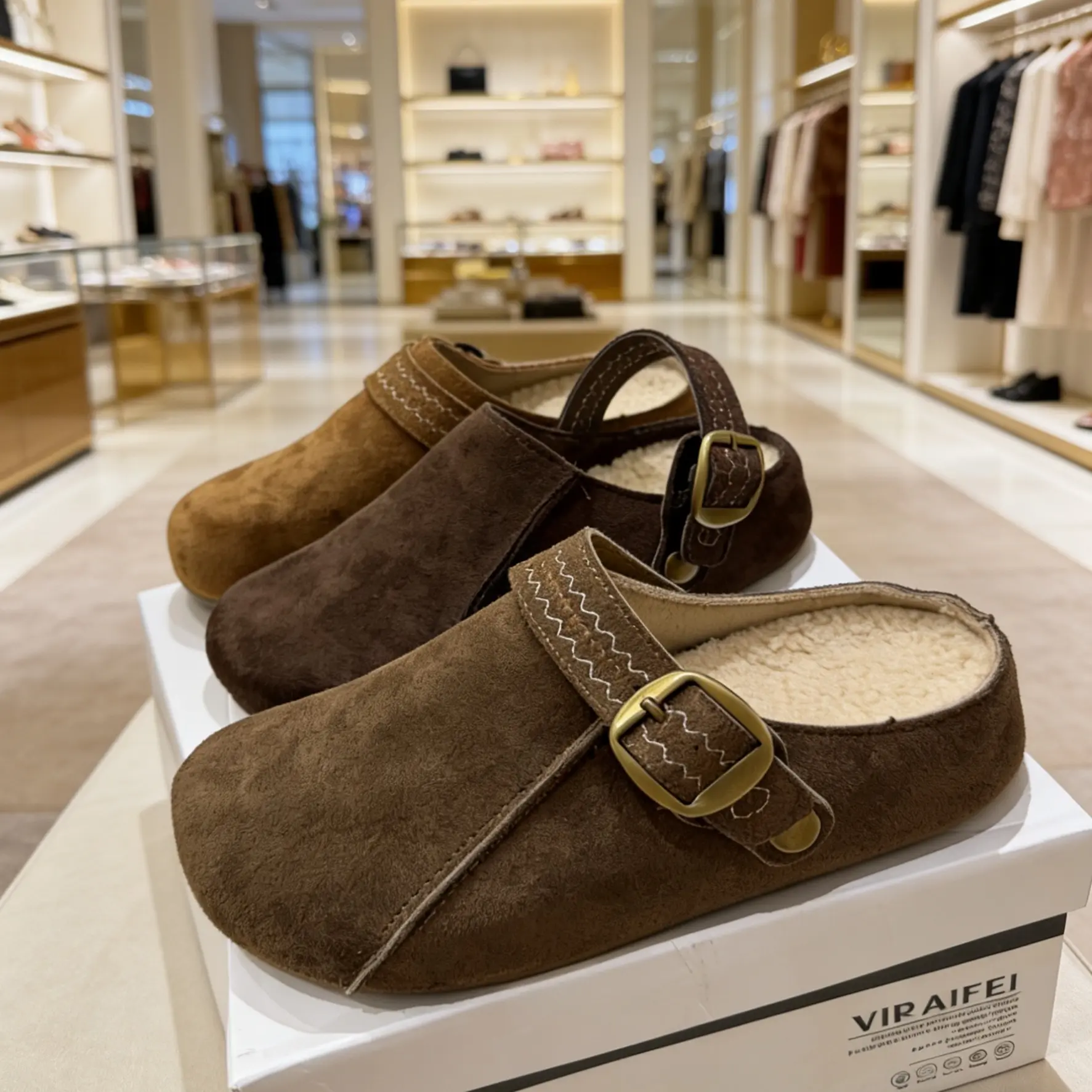 复古英伦风厚底增高加绒勃肯包头拖女秋冬新款外穿保暖拖鞋潮