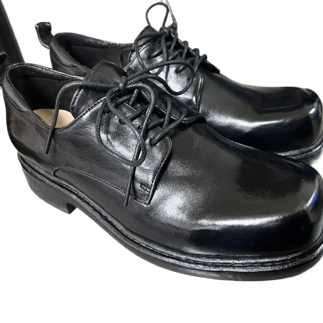 水洗复古黑色女士小皮鞋