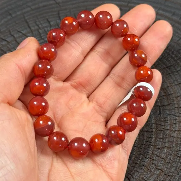 原矿南红玛瑙瓦西玫红色系单圈手串10mm+