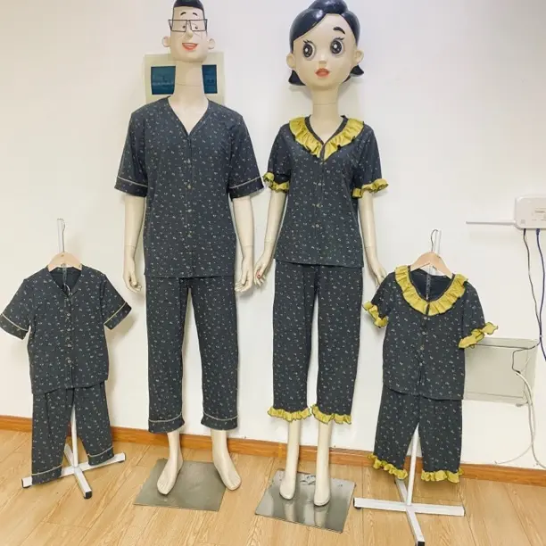 女士家居服套装短袖七分裤夏季宽松碎花睡衣可外穿