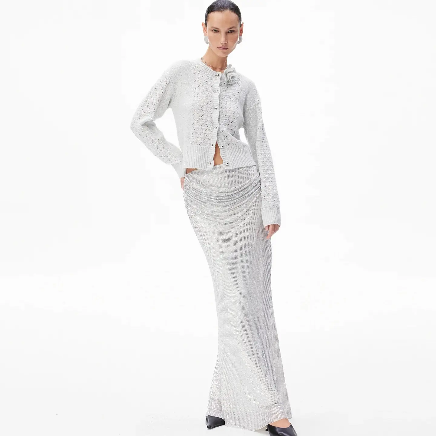 CNLEEWEI  26早春满钻修身鱼尾长半裙