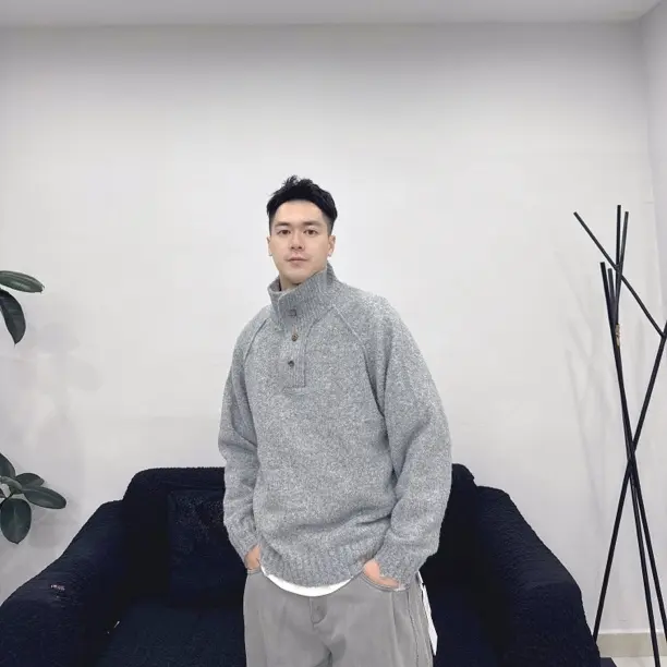 秋季新款针织衫男款半高领毛衣