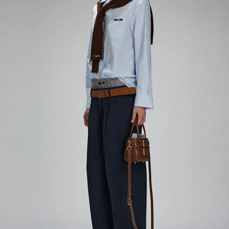 LACERTA 2025秋季新品休闲通勤翻领衬衣条纹披肩衬衫