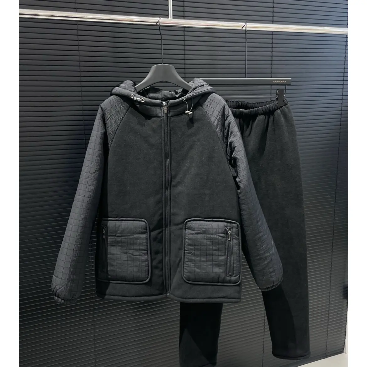 冬季三层加厚带帽可外穿男士保暖家居服套装