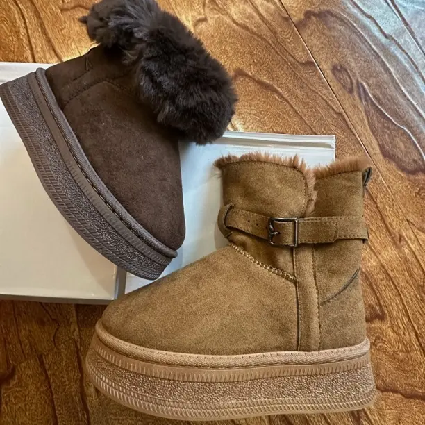 加绒加厚厚底增高中筒雪地靴女2025新款秋冬百搭保暖防滑棉鞋