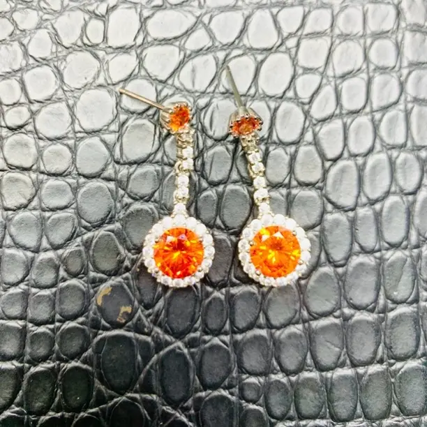 铜合金合成锆石耳饰 经典款耐看百搭芬达耳钉白色35