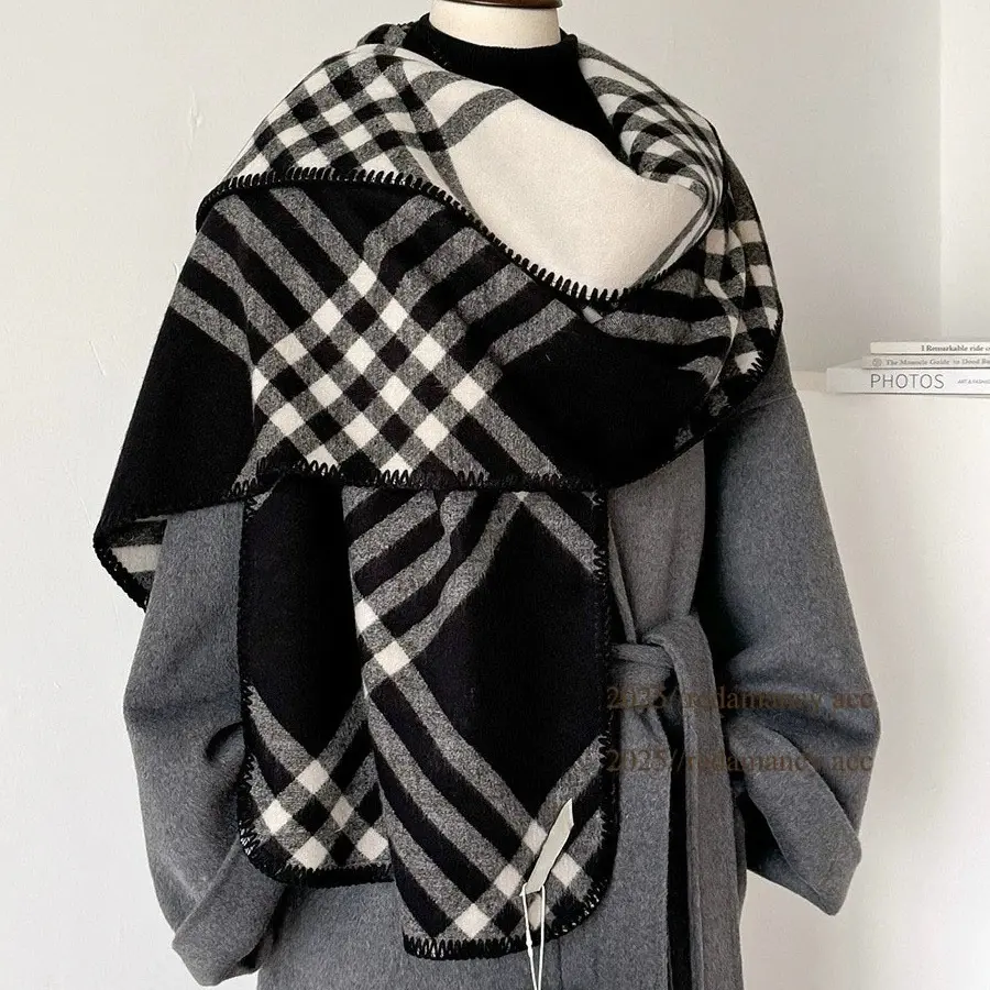 「银角大王」全智贤同款高级感黑白围巾秋冬季保暖披肩围脖百搭