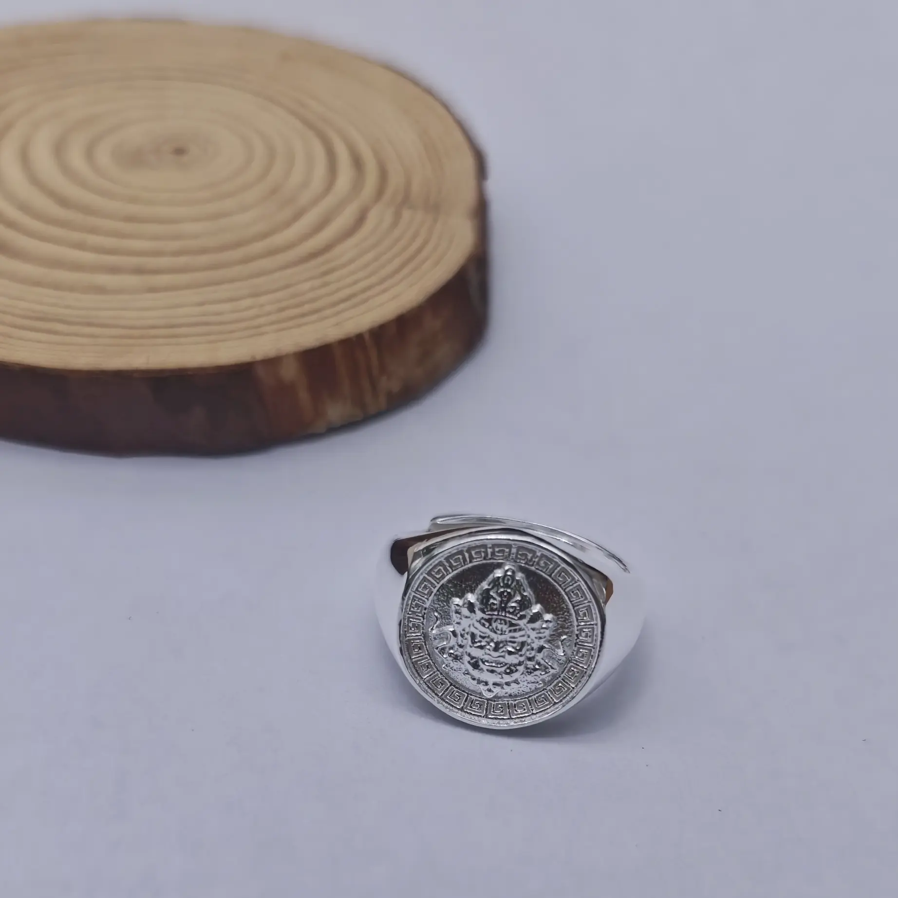 足银戒指  9黄财神亮面复古个性招财可调节男女指环