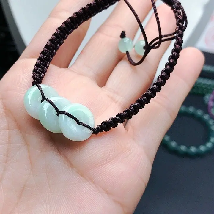 天然翡翠平安扣手绳