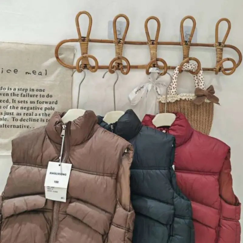 秋冬新款中大童韩式纯色立领加厚宽松短款外穿坎肩