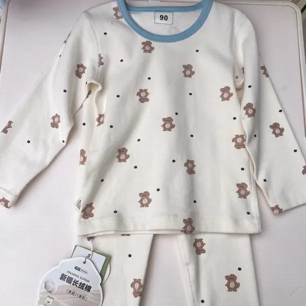 秋冬新款儿童纯棉300g舒绒卡通保暖家居服套装