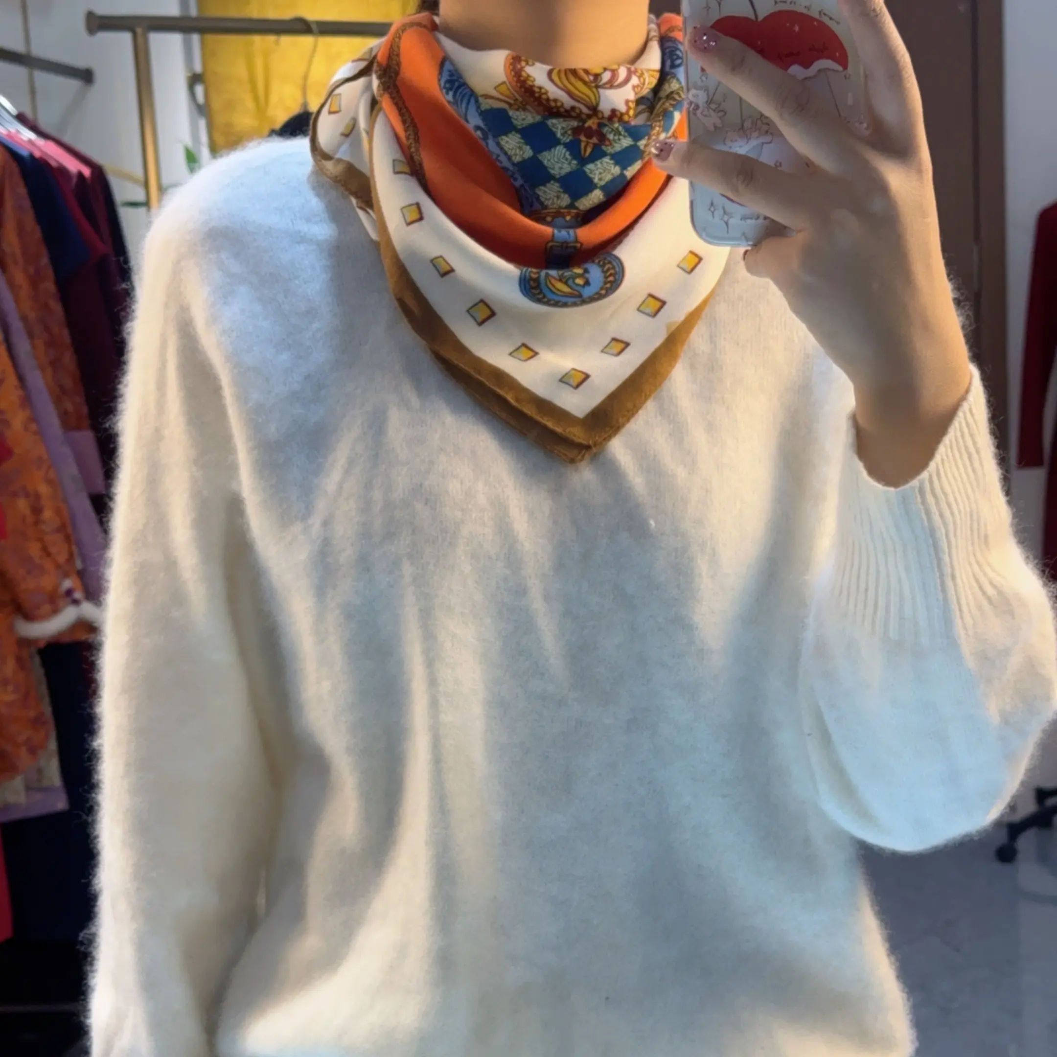 复古百搭小三角丝巾女高档绵护颈系脖方巾时尚洋气