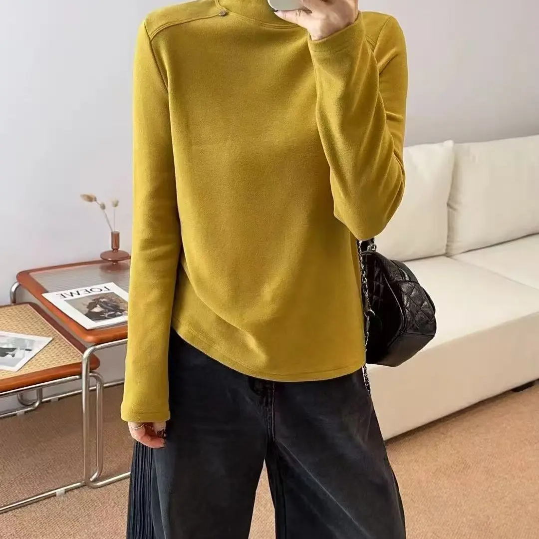 9146秋冬半高领德绒显瘦保暖打底保暖上衣