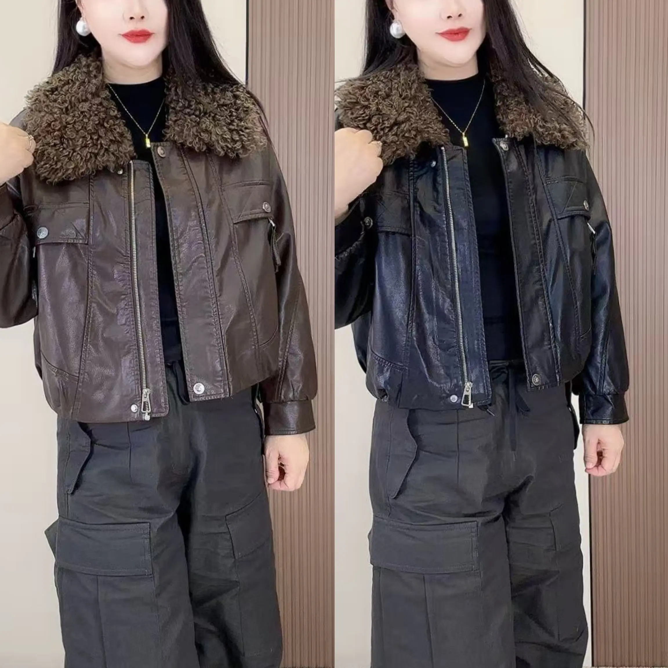 9526款加绒毛领休闲外套