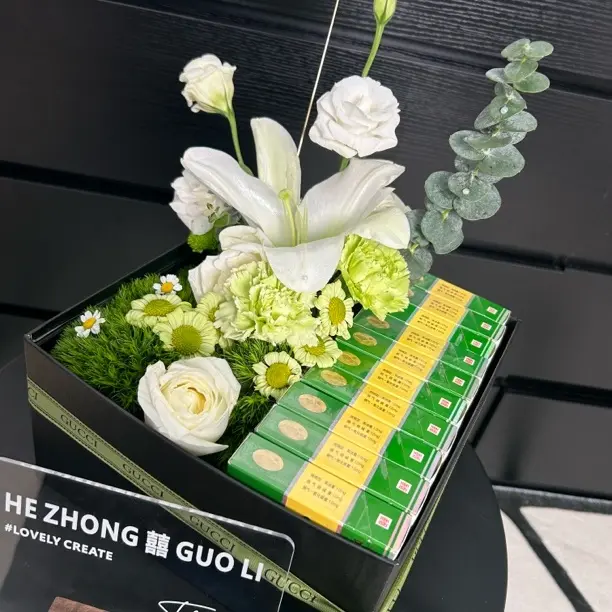 手工DIY仿真花香烟方形礼盒送男友情人节生日礼物（不含香烟）