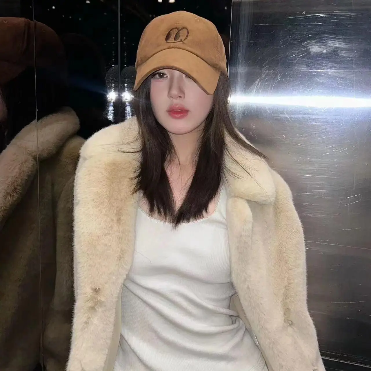 【cl春里家】No退换东大门代购翻领加厚环保毛毛短外套露思同款外套