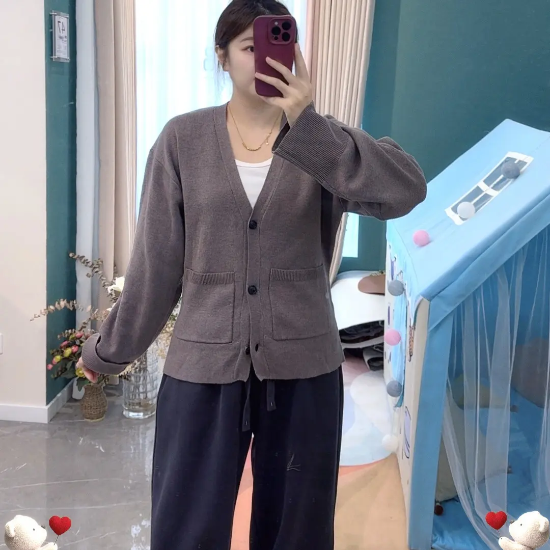 宽松厚款磨毛毛针织衫2024年秋季黑色时尚针织灰色