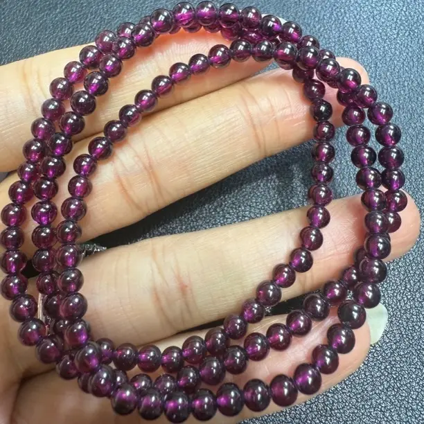 天然紫牙乌石榴石多圈手串高品质