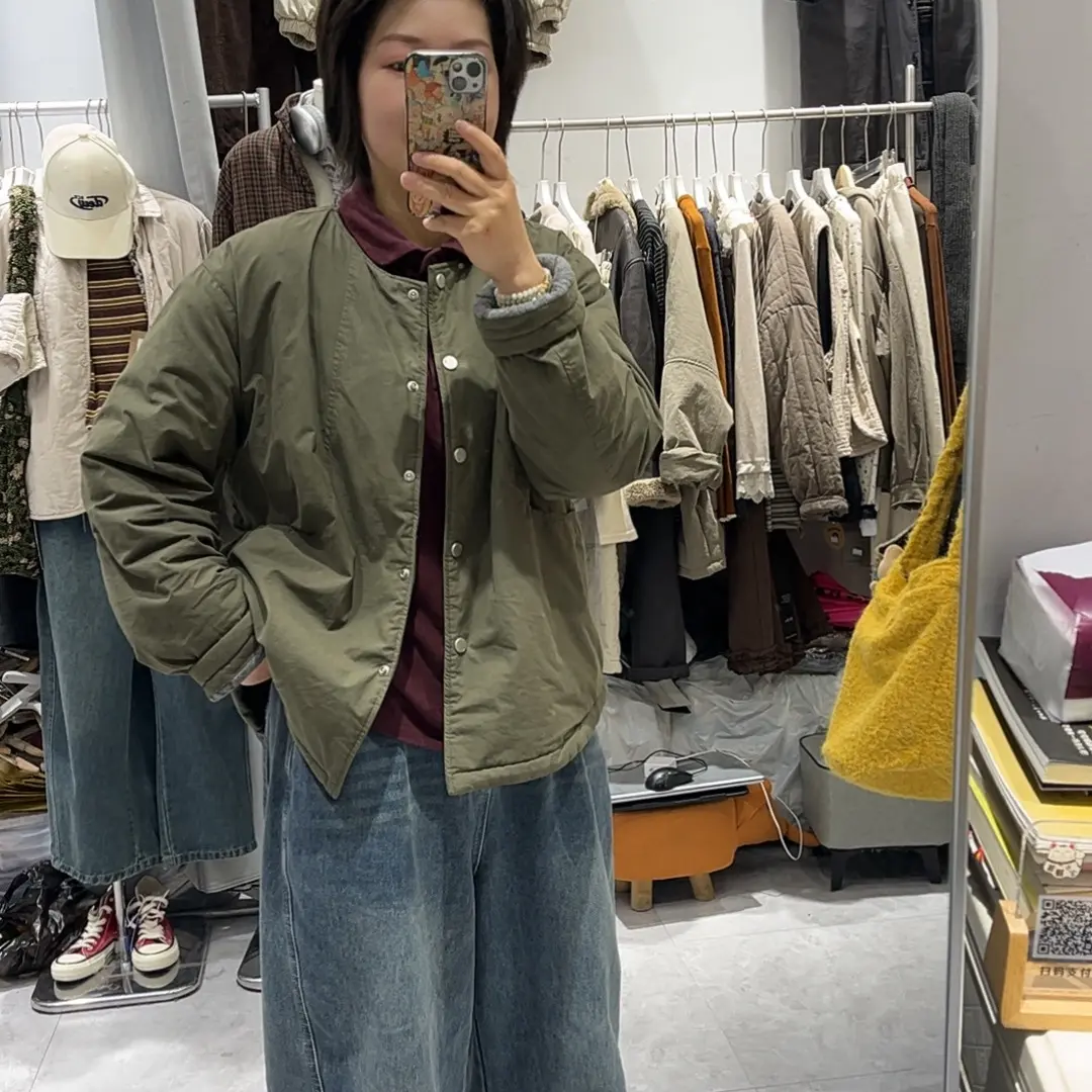 韩风圆领嗯扣面包服女冬季加厚保暖百搭显瘦纯色棉袄棉服外套新款