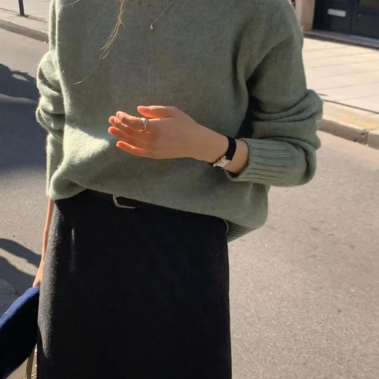 韩国东大门软糯套头毛衣女秋冬慵懒风设计感小众高级感针织上衣