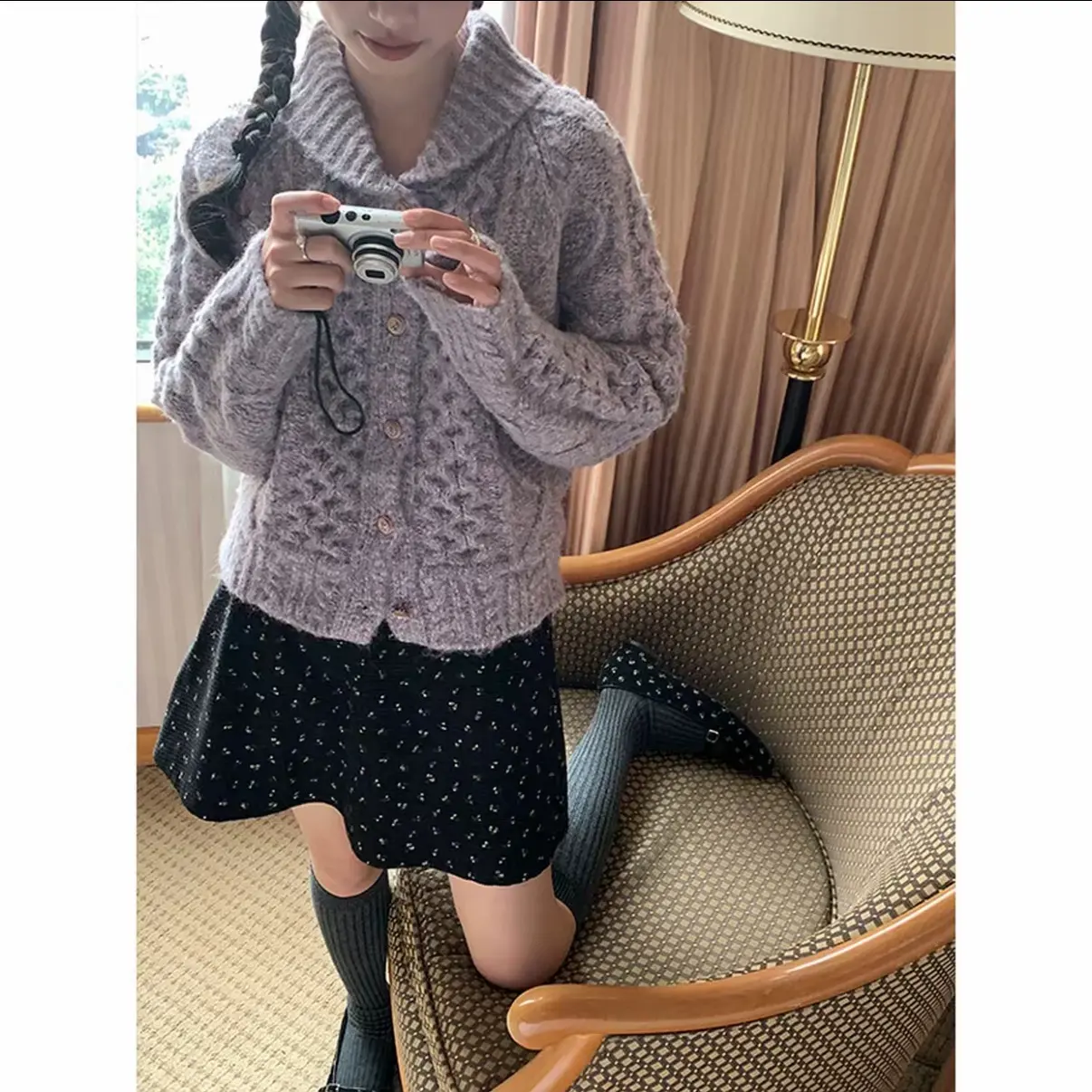 【dd】小紫花碎花半裙秋冬