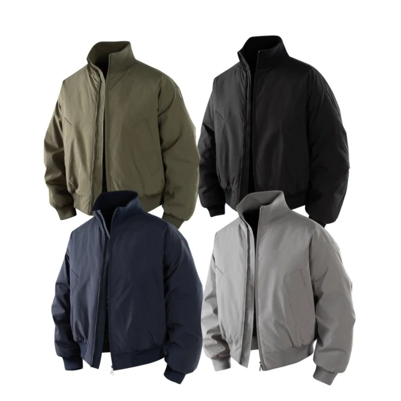 美式螺旋立领三防夹克棉服男短款cleanfit飞行员工装棉衣外套冬季