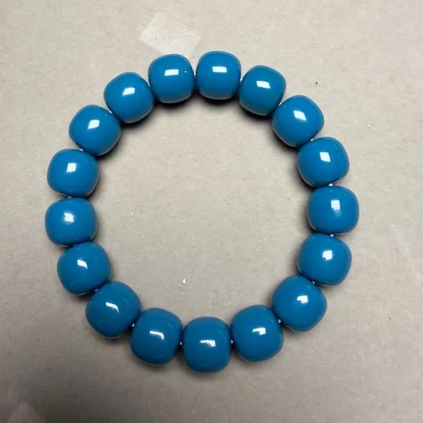 平替高瓷蓝12mm老型桶珠手串
