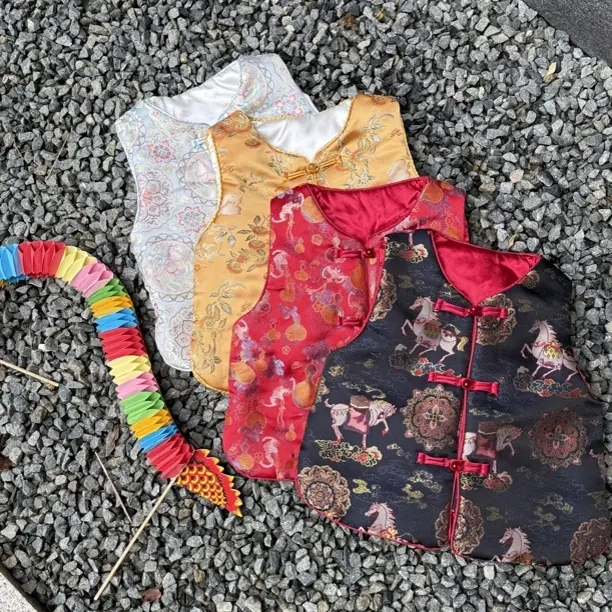 新中式国风秋冬夹棉宝宝马甲男女通用