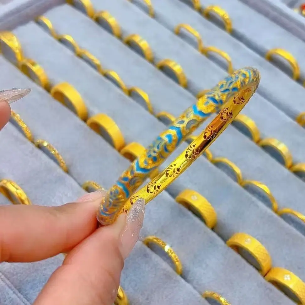 手镯  拉丝工艺国风镂空珐琅彩绘轻奢百搭女款