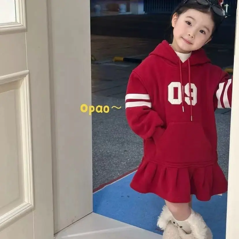 女童秋冬新款加绒加厚保暖洋气显白气质小香风连衣裙宝宝裙子
