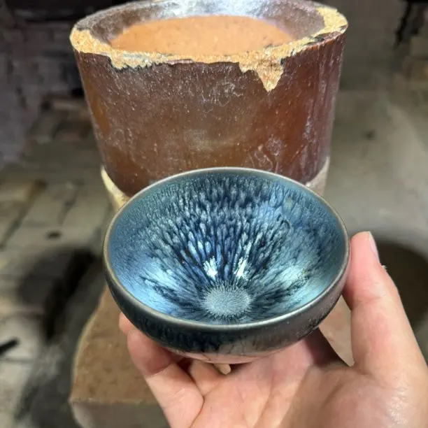 建窑建盏 百花盏 茶盏主人杯 电烧