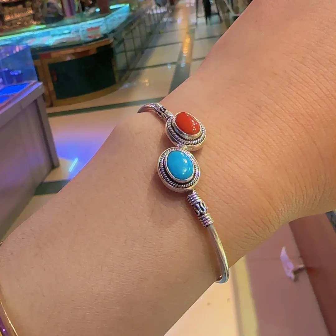 925银手镯 925银 民族风简约时尚复古气质百搭手工编织饰品