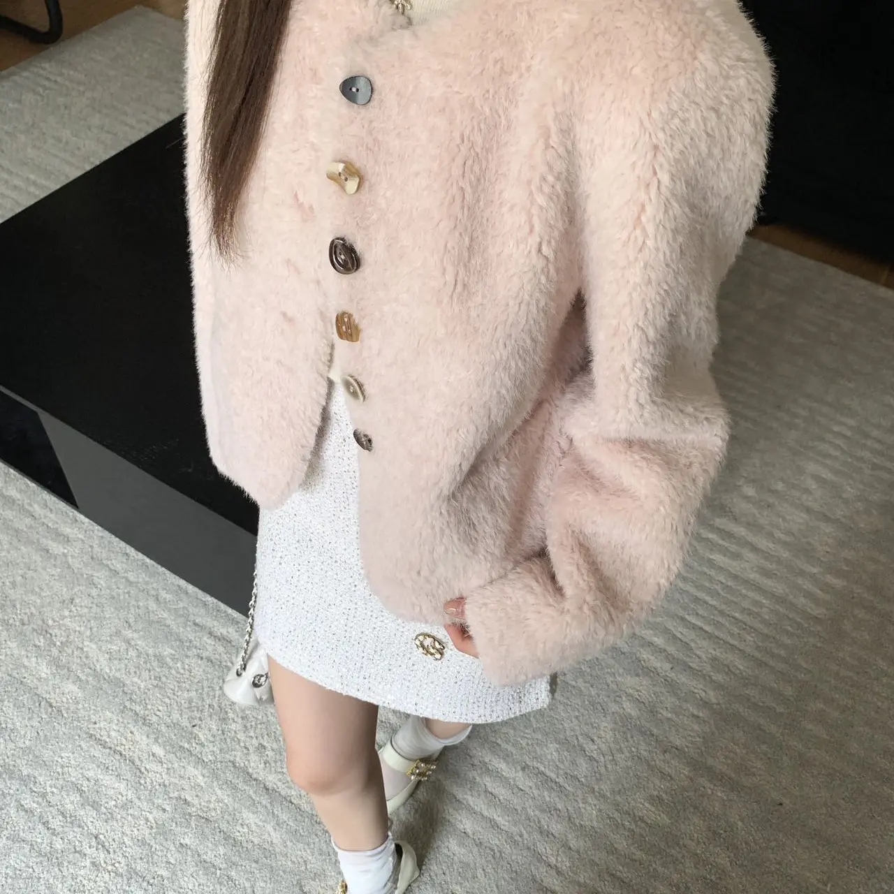 冬季新款韩版时尚洋气减龄显瘦百搭毛毛外套